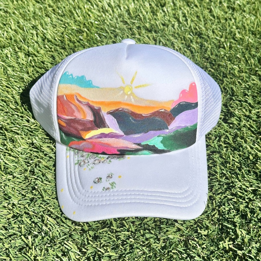 Landscape Colorful Women's Handmade Cap Hat Summer